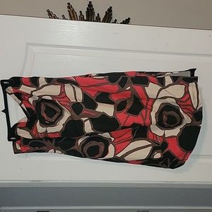 Ashley Stewart Strapless Dress - Red, Black, Cream